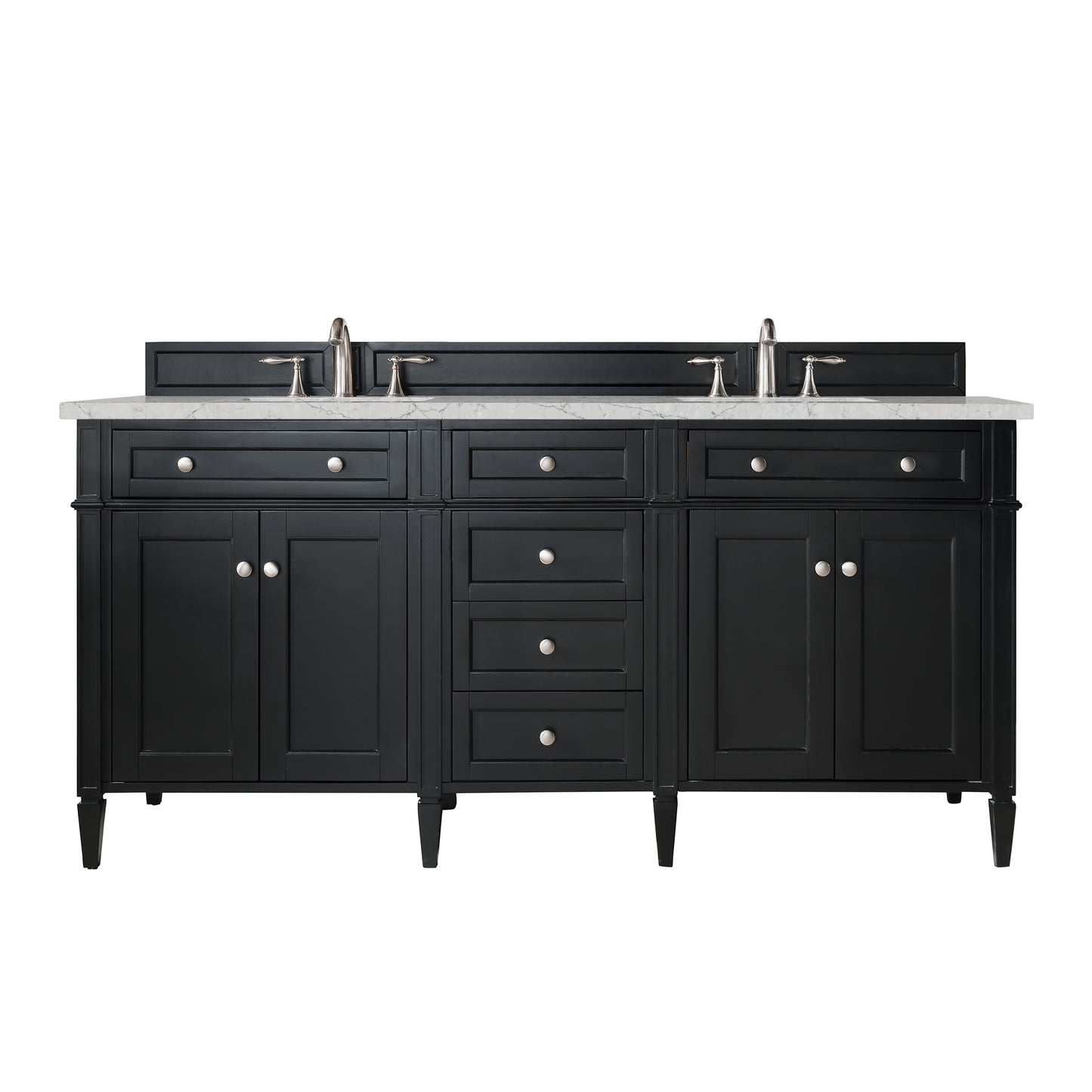 Renovate for Less Atlanta Brittany 72" Double Vanity, Black Onyx w/ 3 CM Eternal Jasmine Pearl Silestone Top