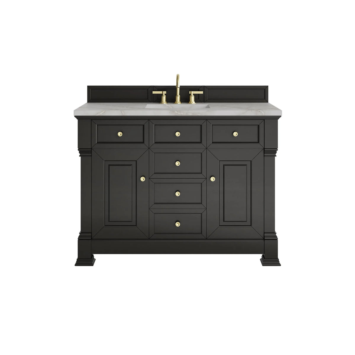 Brookfield 48" Single Vanity, Black Onyx w/ 3 CM Victorian Silver Silestone Top w/ FreePower Wireless Charger