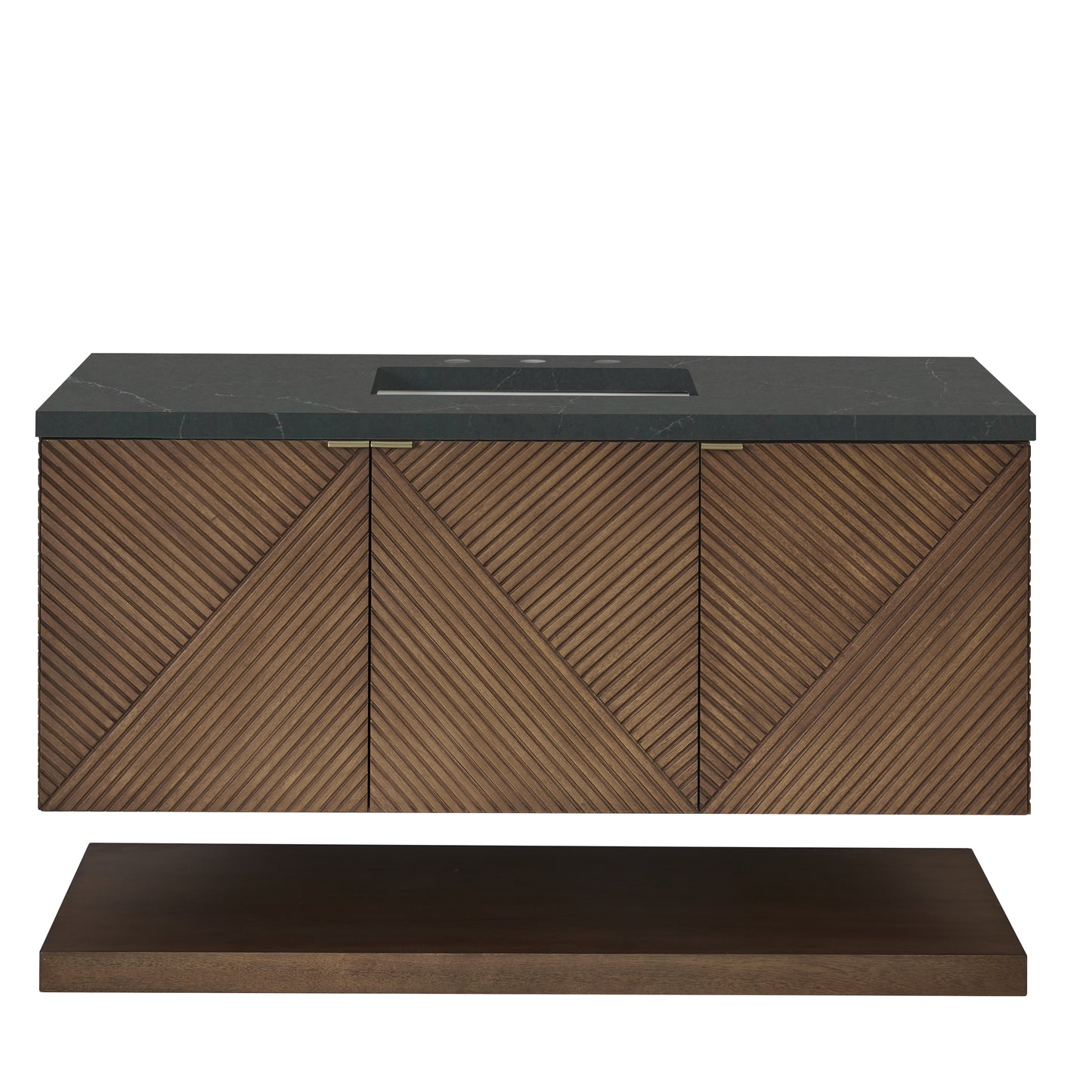 Renovate for Less Atlanta Marcello 48" Single Vanity, Chestnut w/ 3 CM Charcoal Soapstone Silestone Top