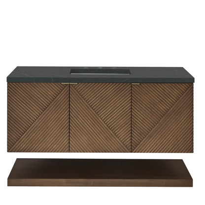 Renovate for Less Atlanta Marcello 48" Single Vanity, Chestnut w/ 3 CM Charcoal Soapstone Silestone Top