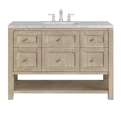 Renovate for Less Atlanta Breckenridge 48" Single Vanity, Whitewashed Oak w/ 3 CM Eternal Jasmine Pearl Silestone Top