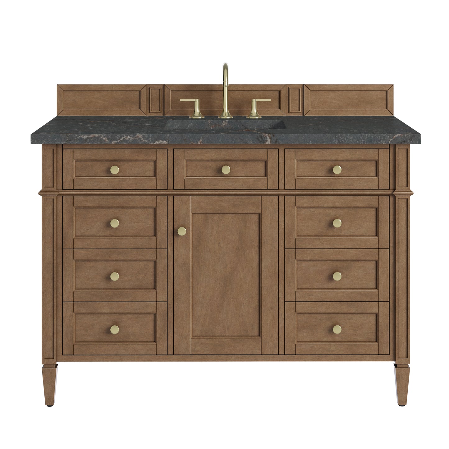 Renovate for Less Atlanta Brittany 48" Single Vanity, Pecan w/ 3 CM Parisien Bleu Silestone Top