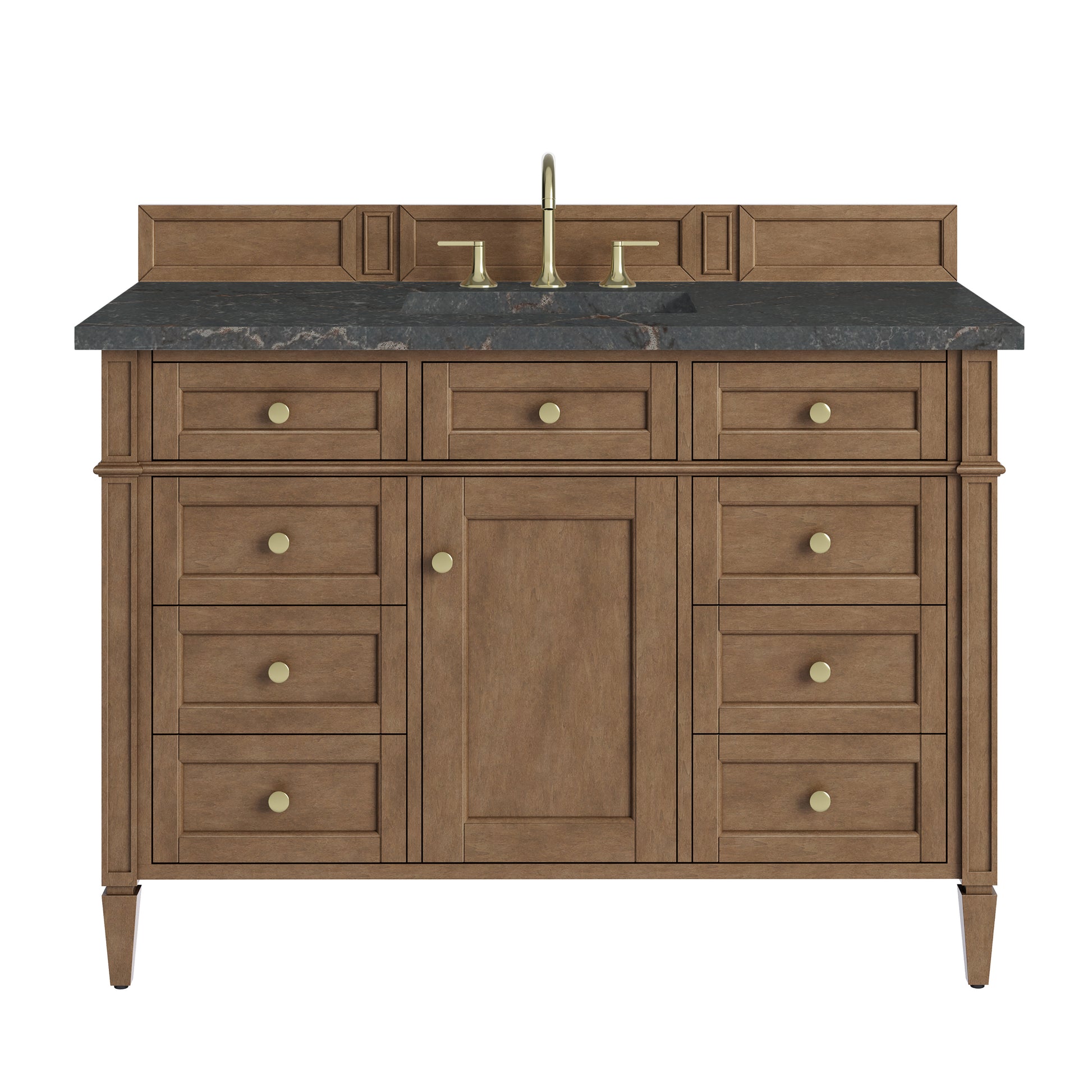 Renovate for Less Atlanta Brittany 48" Single Vanity, Pecan w/ 3 CM Parisien Bleu Silestone Top