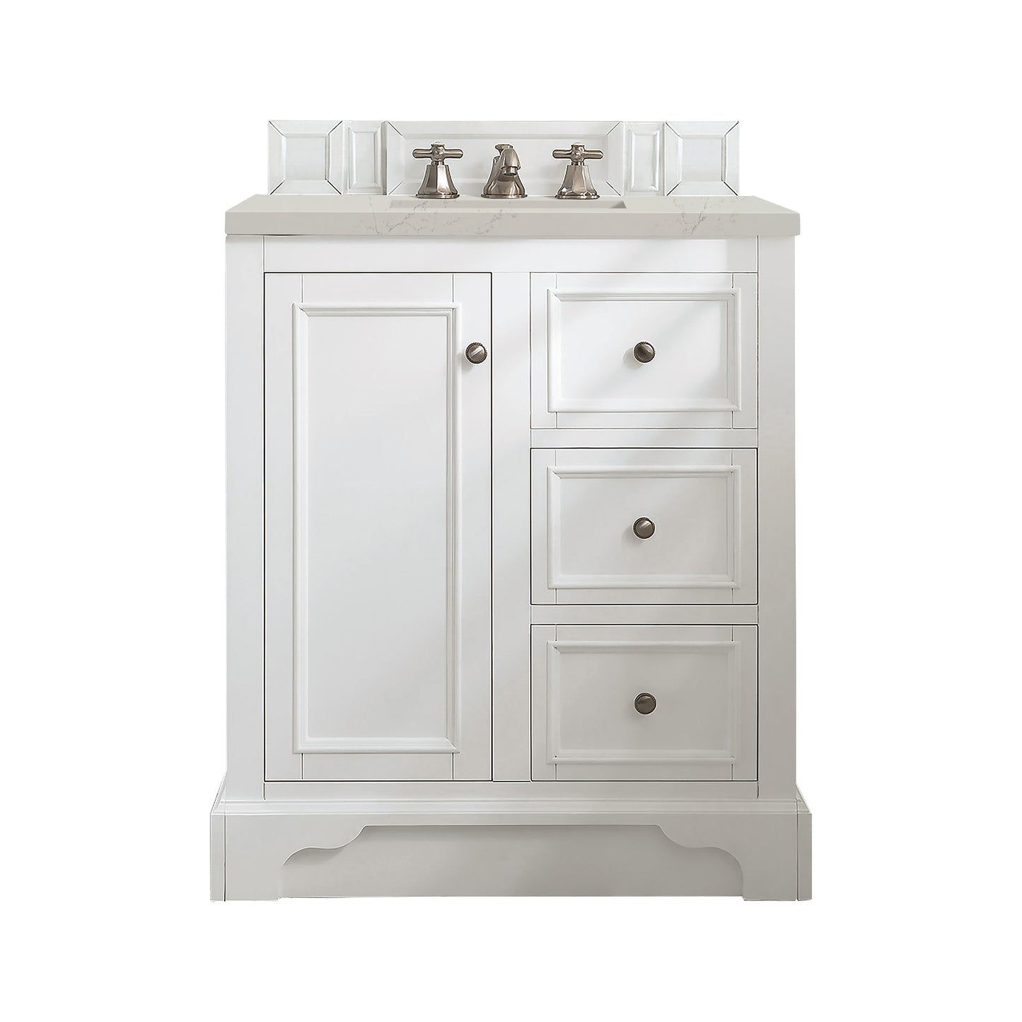 Renovate for Less Atlanta De Soto 30" Single Vanity, Bright White, w/ 3 CM Siberian Silestone Top