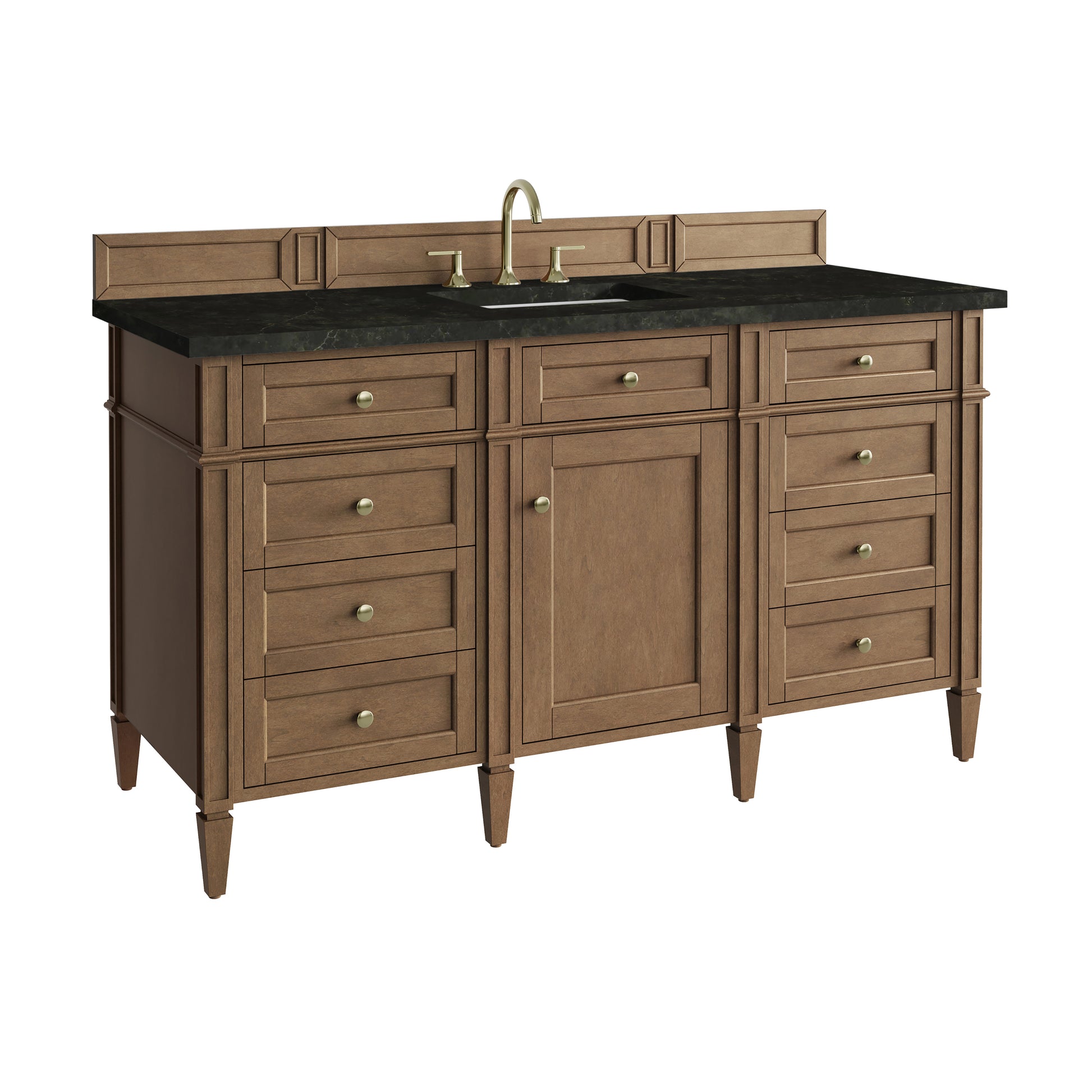 Renovate for Less Atlanta Brittany 60" Single Vanity, Pecan w/ 3 CM Phantome Eclos Top