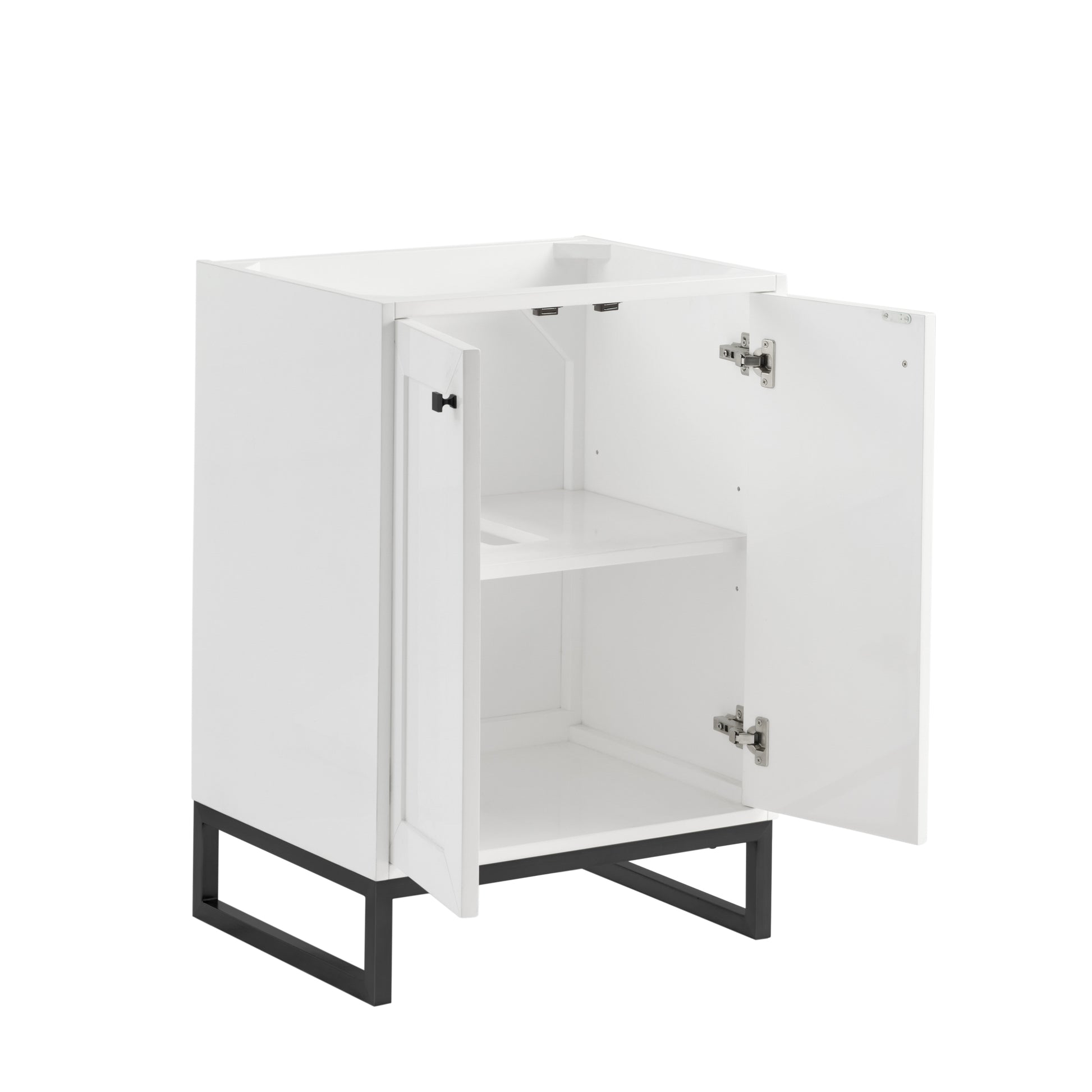 Renovate for Less Atlanta Chianti 24" Single Cabinet, Glossy White, Matte Black
