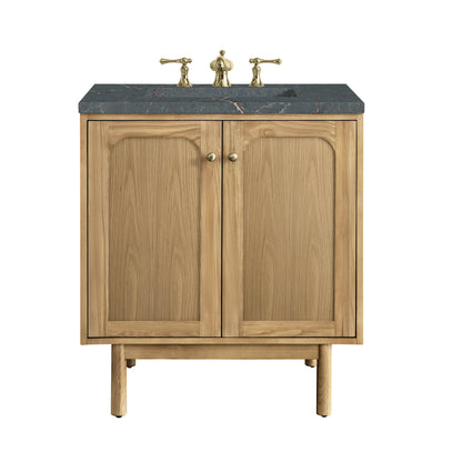 Renovate for Less Atlanta Laurent 30" Single Vanity, Light Natural Oak w/ 3 CM Parisien Bleu Top
