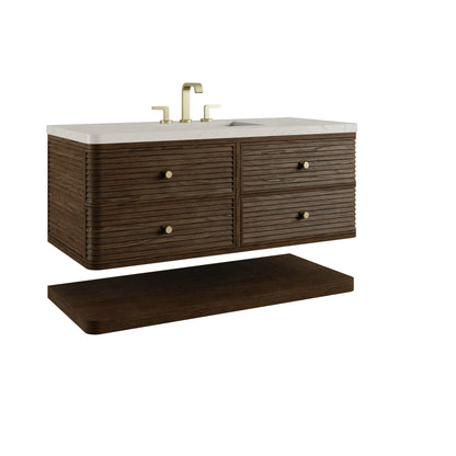 Renovate for Less Atlanta Allamari 48" Single Vanity, Sable w/ 3 CM Siberian Silestone Top