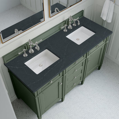 Renovate for Less Atlanta Brittany 60" Double Vanity, Smokey Celadon w/ 3 CM Charcoal Soapstone Top