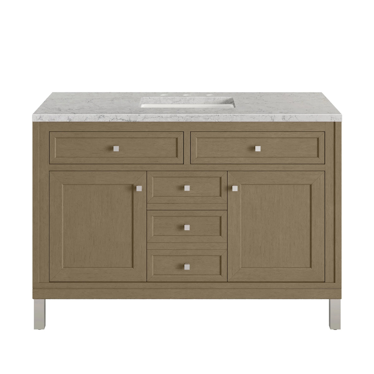 Chicago 48" Single Vanity, Walnut Whisper, w/ 3 CM Eternal Jasmine Pearl Silestone® Top