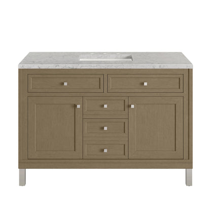 Chicago 48" Single Vanity, Walnut Whisper, w/ 3 CM Eternal Jasmine Pearl Silestone® Top