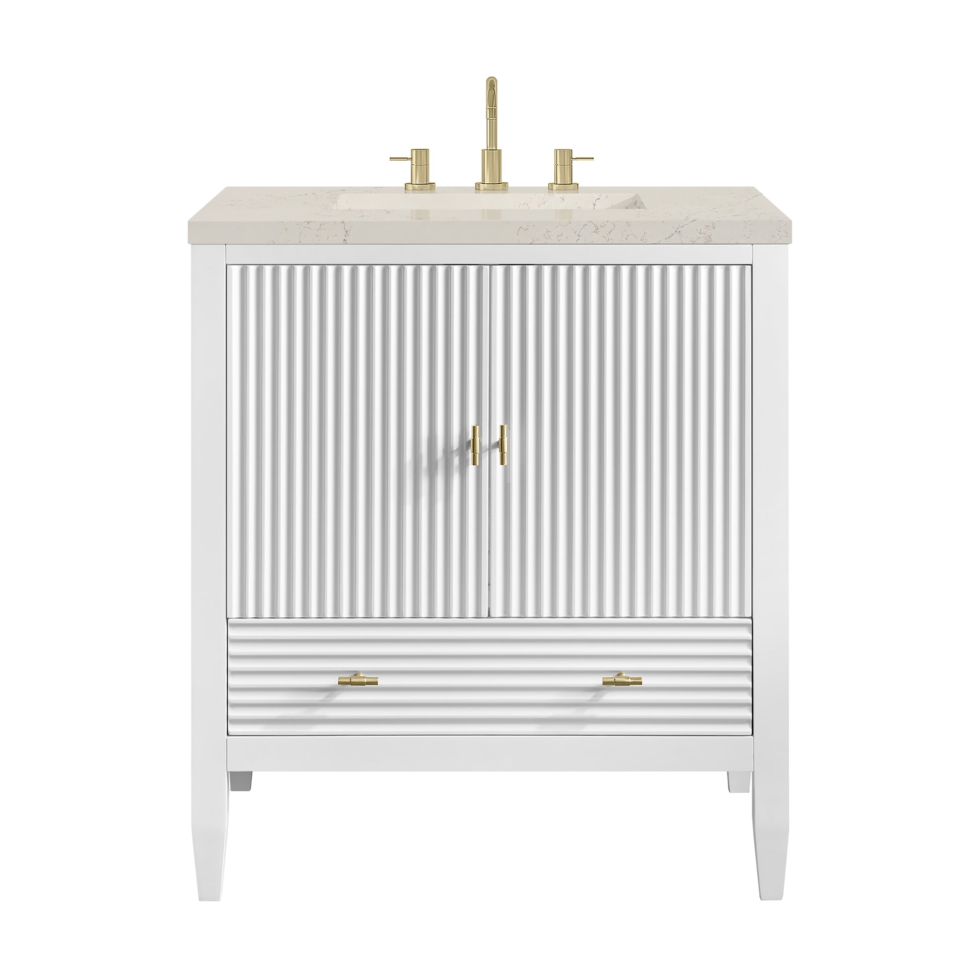 Renovate for Less Atlanta Myrrin 30" Single Vanity, Bright White w/ 3 CM Siberian Silestone Top