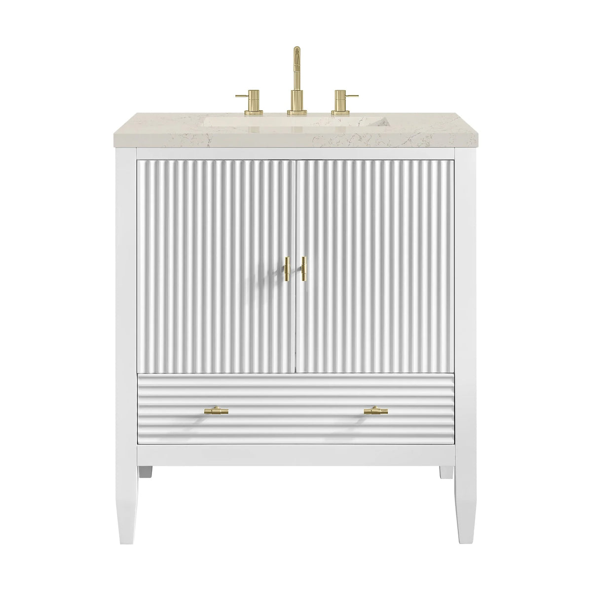 Myrrin 30" Single Vanity, Bright White w/ 3 CM Siberian Silestone Top