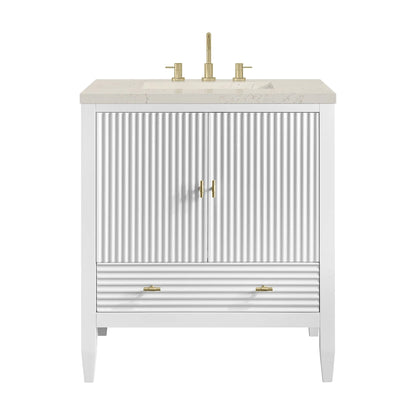 Myrrin 30" Single Vanity, Bright White w/ 3 CM Siberian Silestone Top