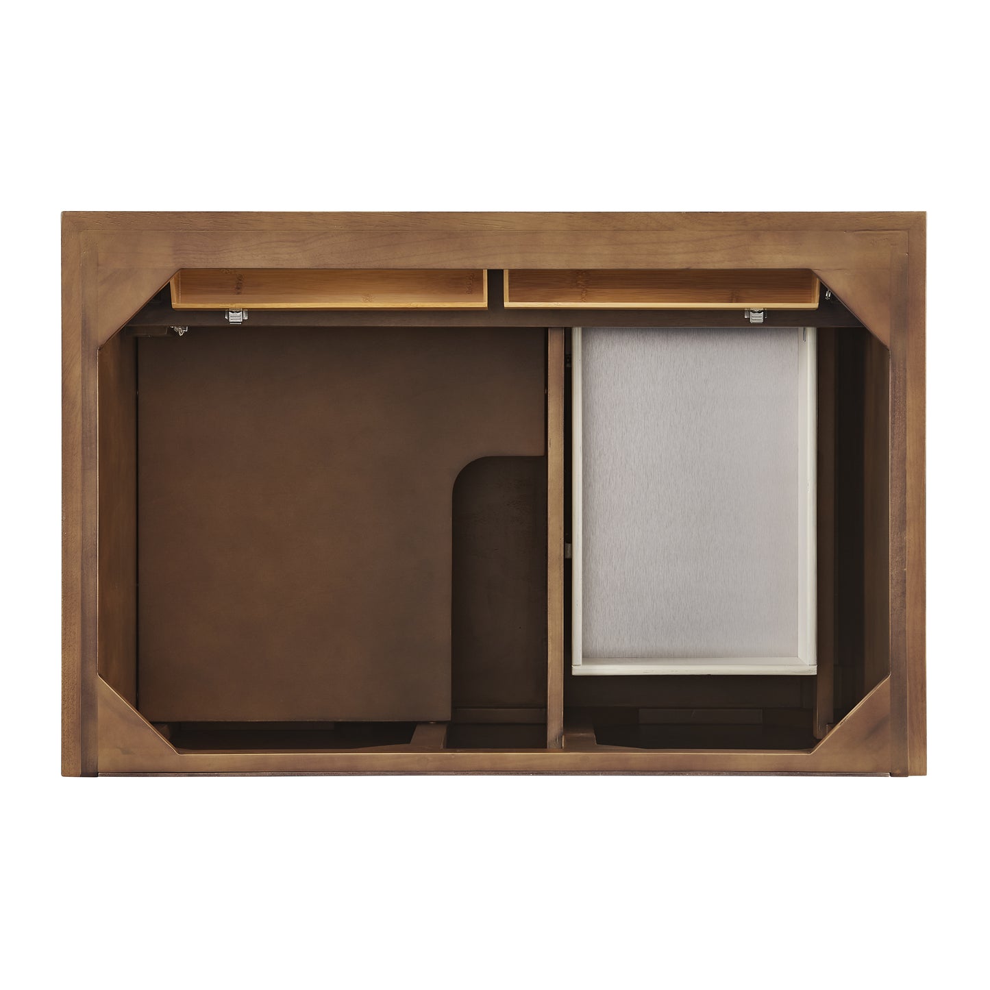 Renovate for Less Atlanta Lorelai 36" Single Vanity, Mid-Century Walnut w/ 3 CM Carrara White Marble Top