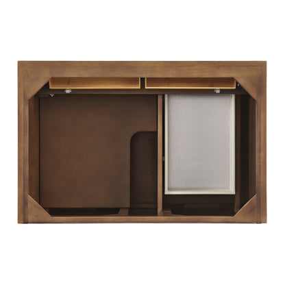 Renovate for Less Atlanta Lorelai 36" Single Vanity, Mid-Century Walnut w/ 3 CM Ethereal Noctis Silestone Top