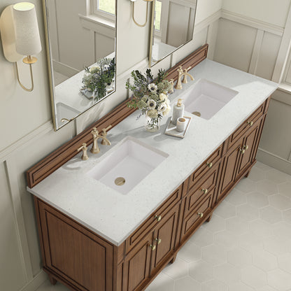 Renovate for Less Atlanta Lorelai 72"Double Vanity, Mid-Century Walnut w/ 3 CM Lime Delight Silestone Top