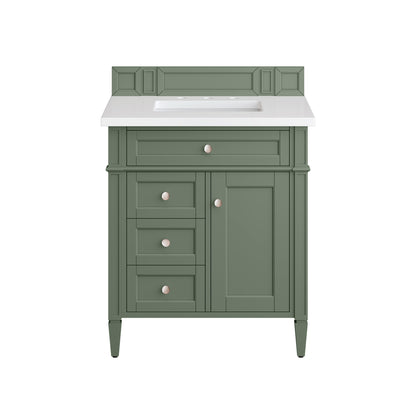 Renovate for Less Atlanta Brittany 30" Single Vanity, Smokey Celadon w/ 3 CM White Zeus Top