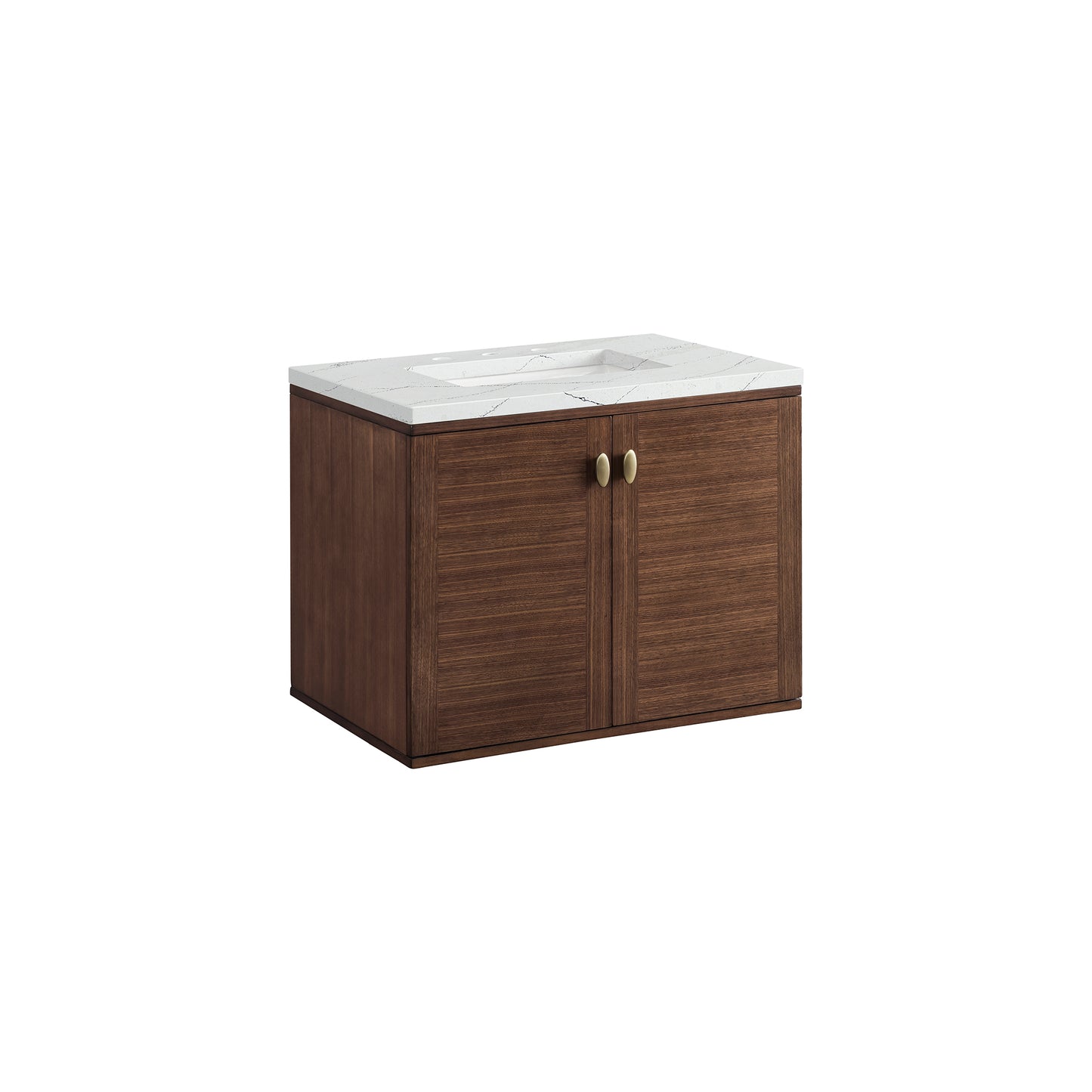 Renovate for Less Atlanta Amberly 30" Single Vanity, Mid-Century Walnut w/ 3 CM Ethereal Noctis Top