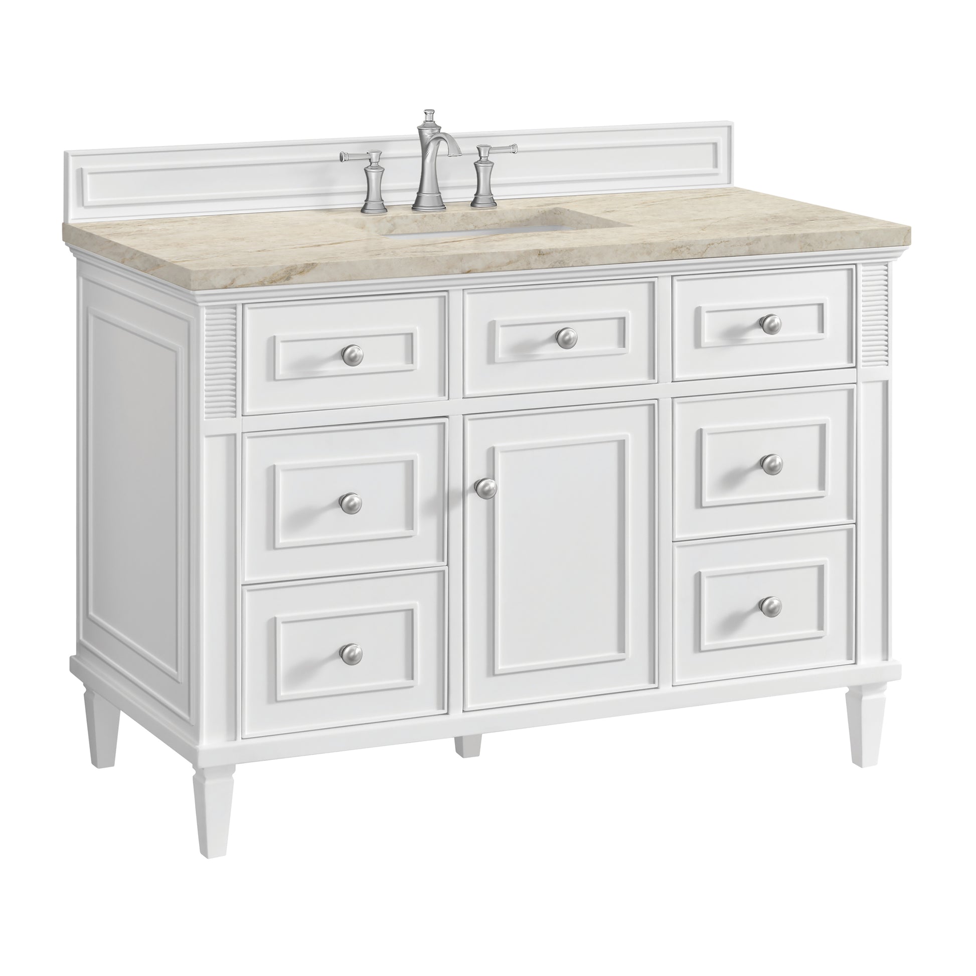 Renovate for Less Atlanta Lorelai 48" Single Vanity, Bright White, w/ 3 CM Tajnar Eclos Top