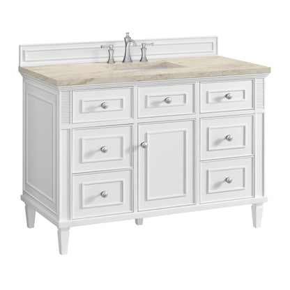 Renovate for Less Atlanta Lorelai 48" Single Vanity, Bright White, w/ 3 CM Tajnar Eclos Top
