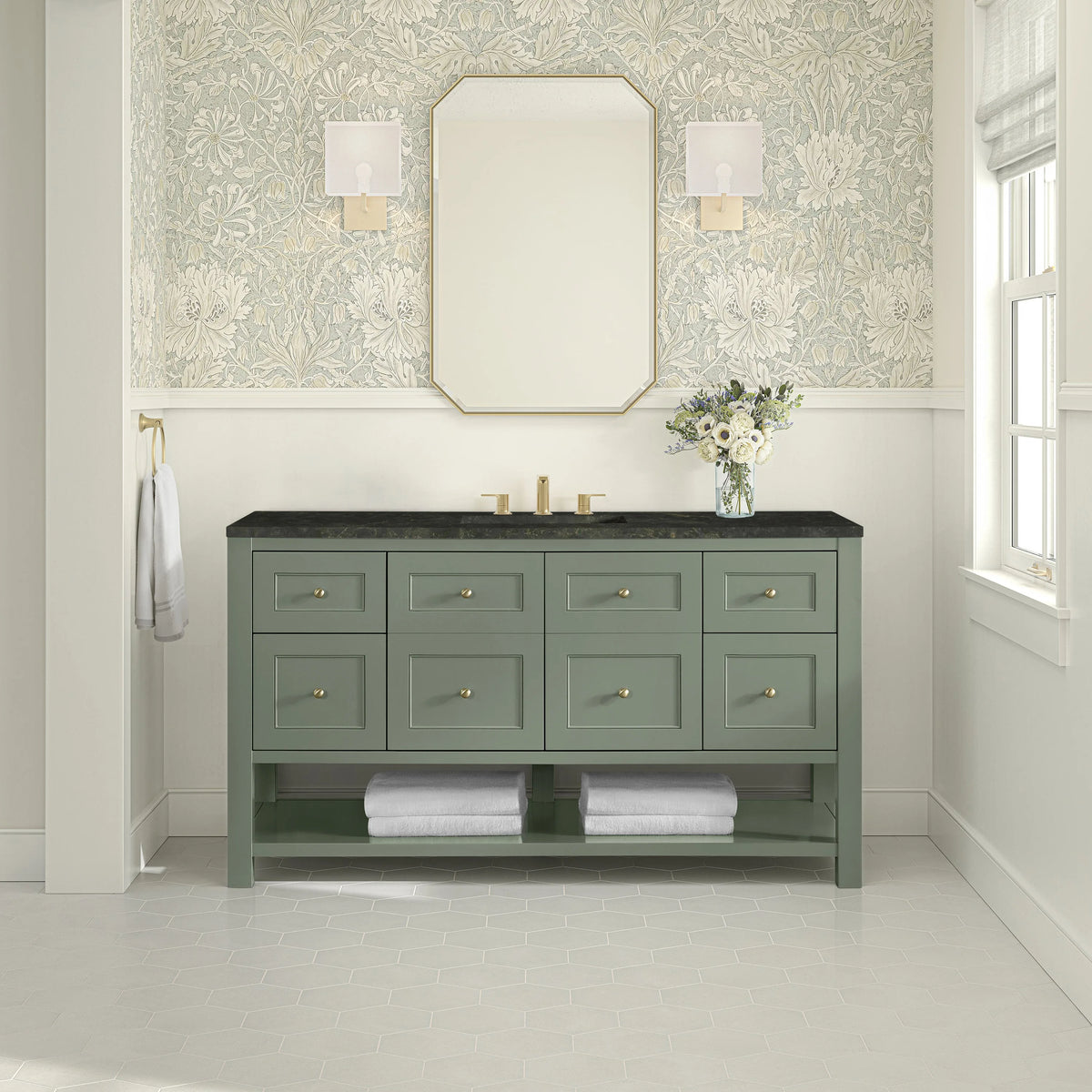 Breckenridge 60" Single Vanity, Smokey Celadon, w/ 3 CM Phantome Eclos Top