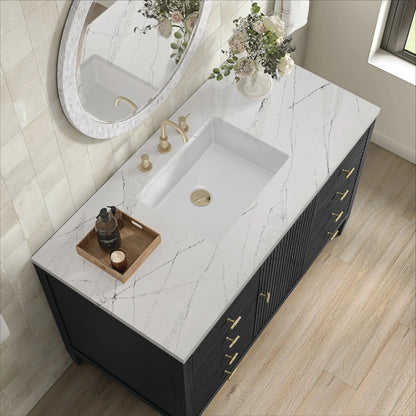 Myrrin 48" Single Vanity, Carbon Oak w/ 3 CM Ethereal Noctis Silestone Top