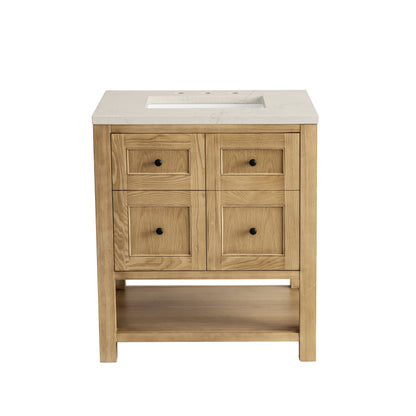 Renovate for Less Atlanta Breckenridge 30" Single Vanity, Light Natural Oak, w/ 3 CM Siberian Silestone Top