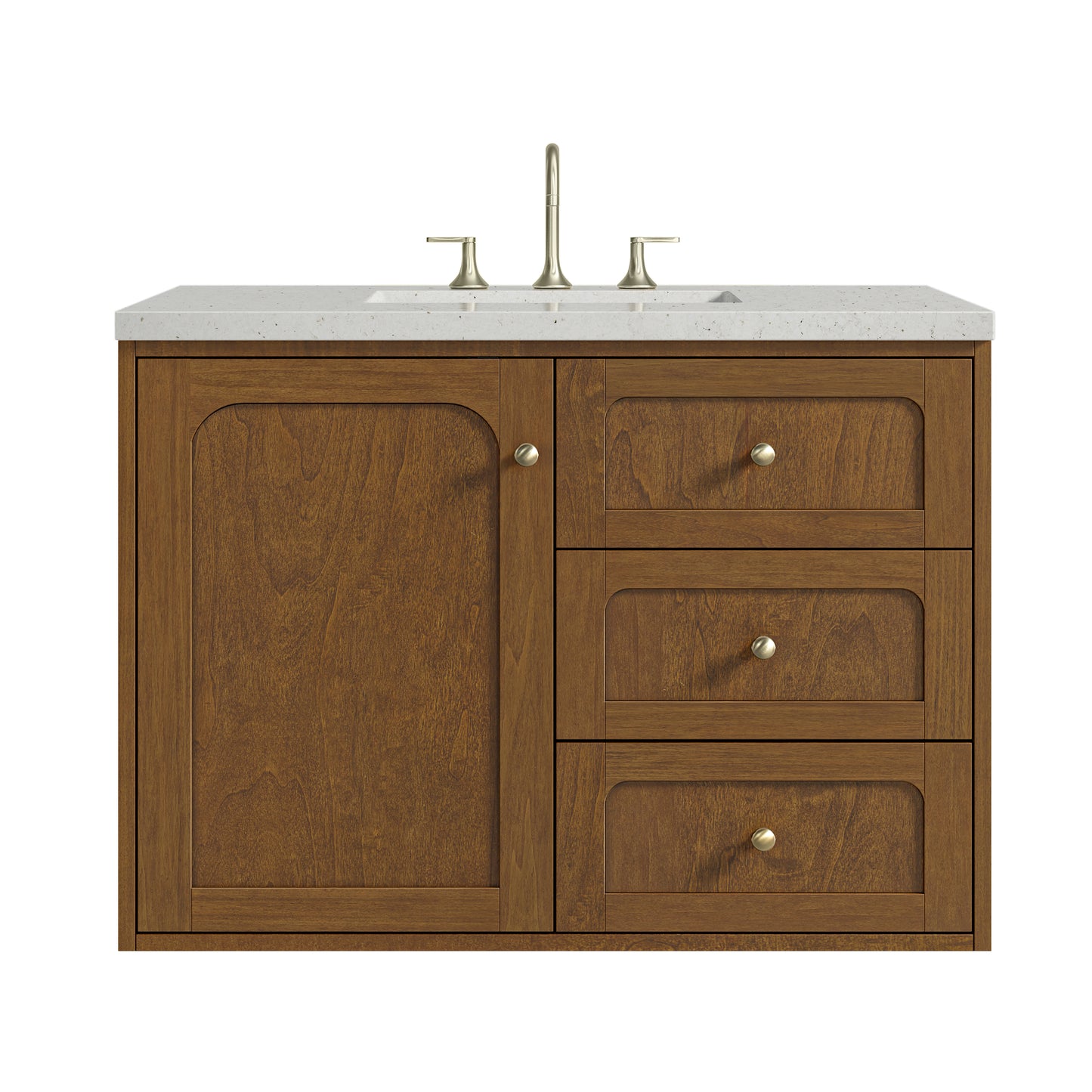 Renovate for Less Atlanta Laurent 36" Single Vanity, Honey Oak w/ 3 CM Lime Delight Silestone Top