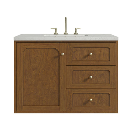 Renovate for Less Atlanta Laurent 36" Single Vanity, Honey Oak w/ 3 CM Lime Delight Silestone Top