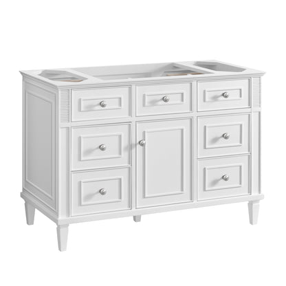 Renovate for Less Atlanta Lorelai 48" Single Vanity, Bright White, w/ 3 CM Siberian Silestone Top w/FreePower Wireless Charger