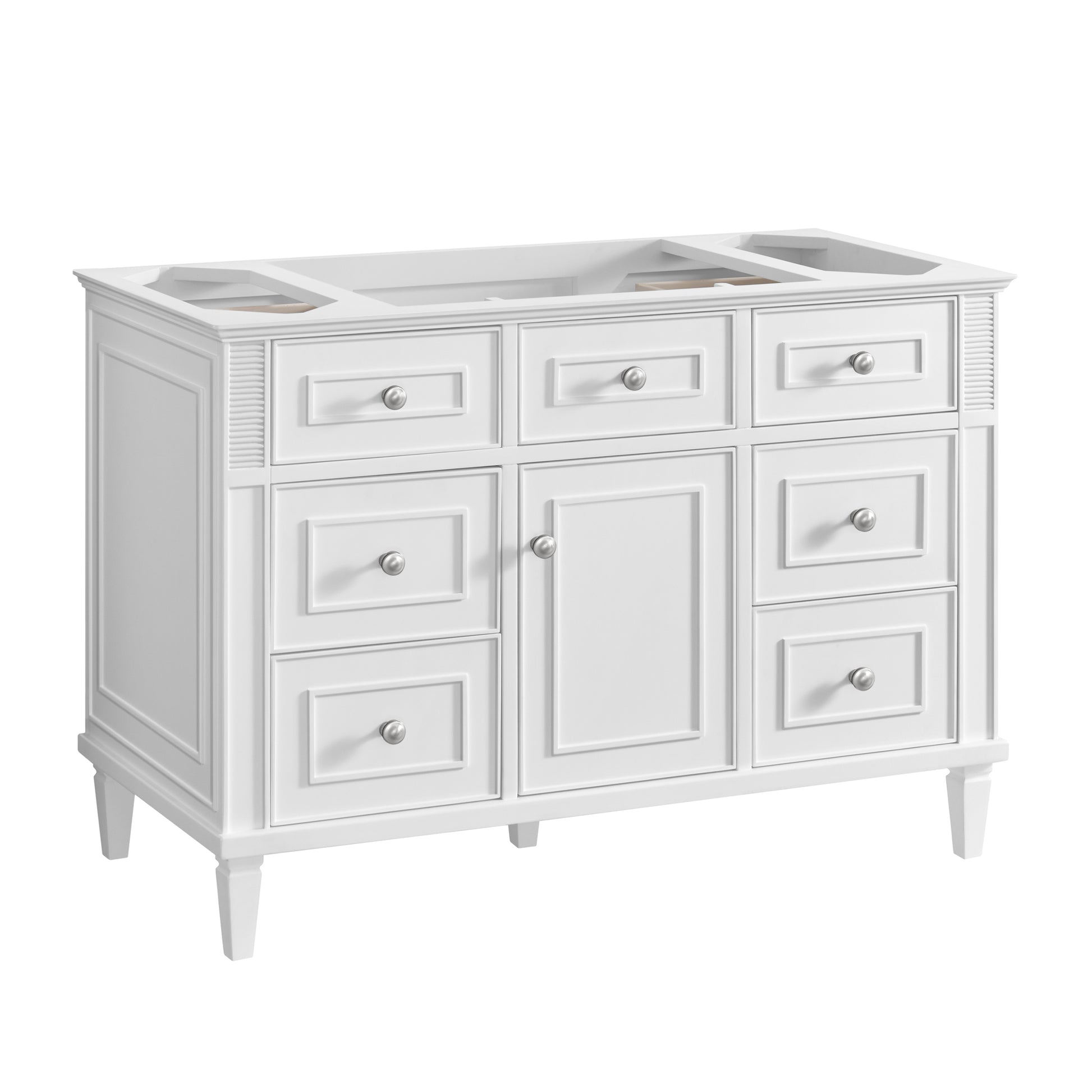 Renovate for Less Atlanta Lorelai 48" Single Vanity, Bright White w/ 3 CM Parisien Bleu Silestone Top