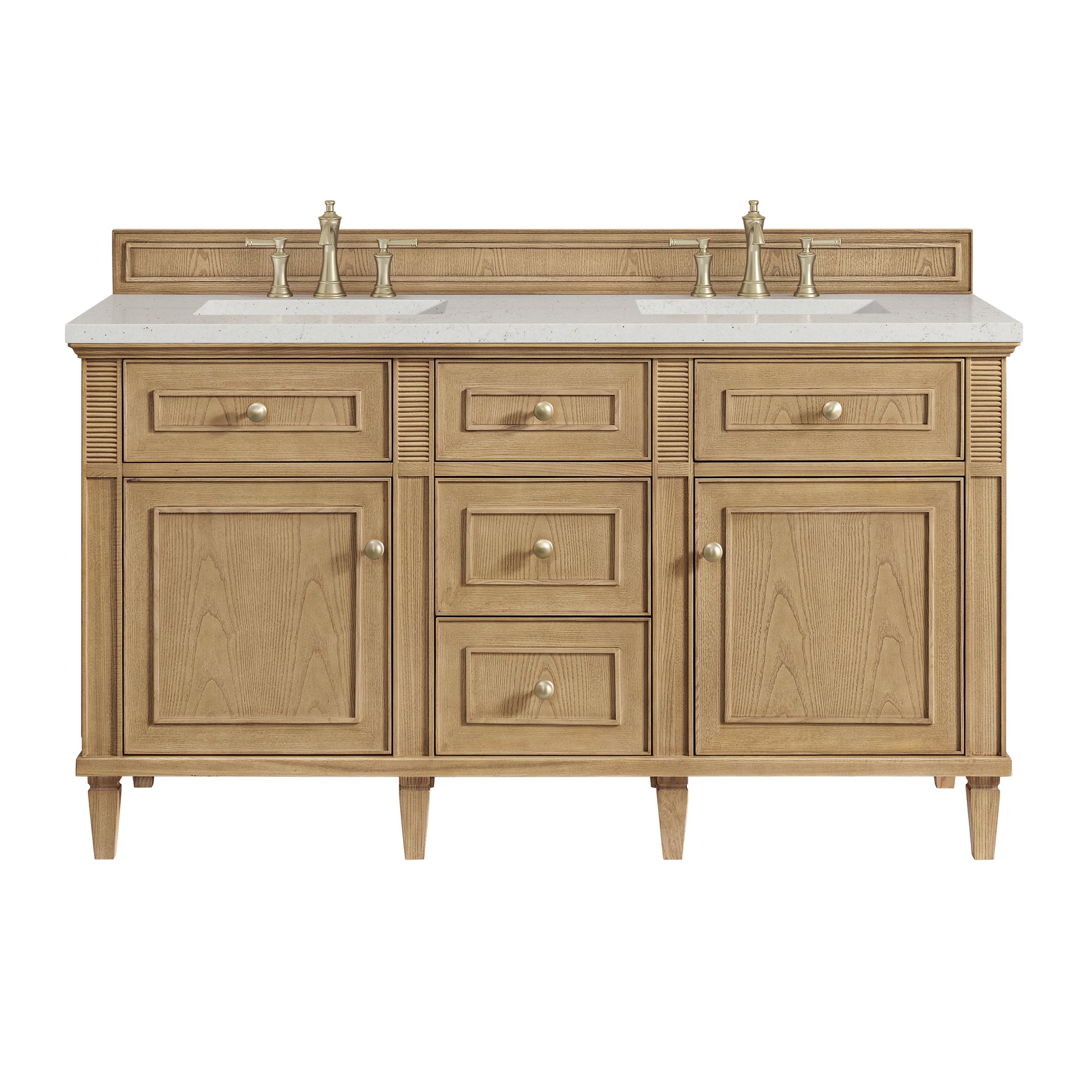 Renovate for Less Atlanta Lorelai 60" Double Vanity, Light Natural Oak w/ 3 CM Lime Delight Silestone Top