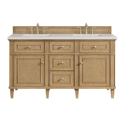 Renovate for Less Atlanta Lorelai 60" Double Vanity, Light Natural Oak w/ 3 CM Lime Delight Silestone Top