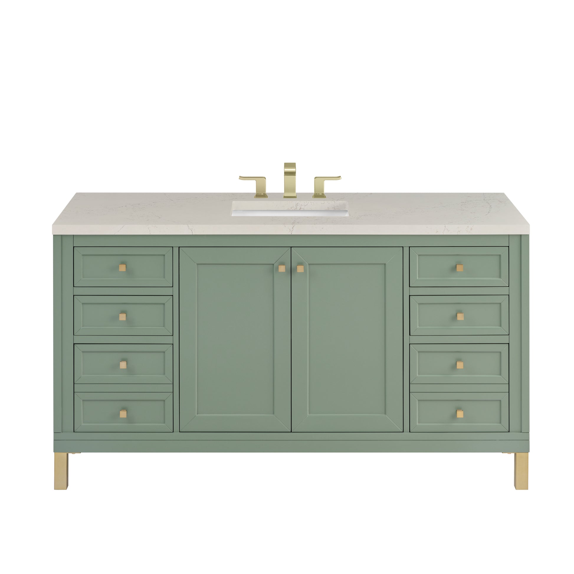 Renovate for Less Atlanta Chicago 60" Single Vanity, Smokey Celadon, w/ 3 CM Siberian Silestone Top