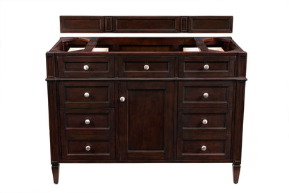 Renovate for Less Atlanta Brittany 48" Single Vanity, Burnished Mahogany w/ 3 CM Eternal Jasmine Pearl Silestone Top w/FreePower Wireless Charger