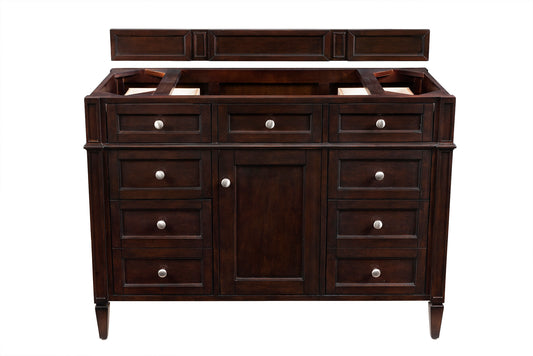 Renovate for Less Atlanta Brittany 48" Single Vanity, Burnished Mahogany w/ 3 CM Charcoal Soapstone Silestone Top