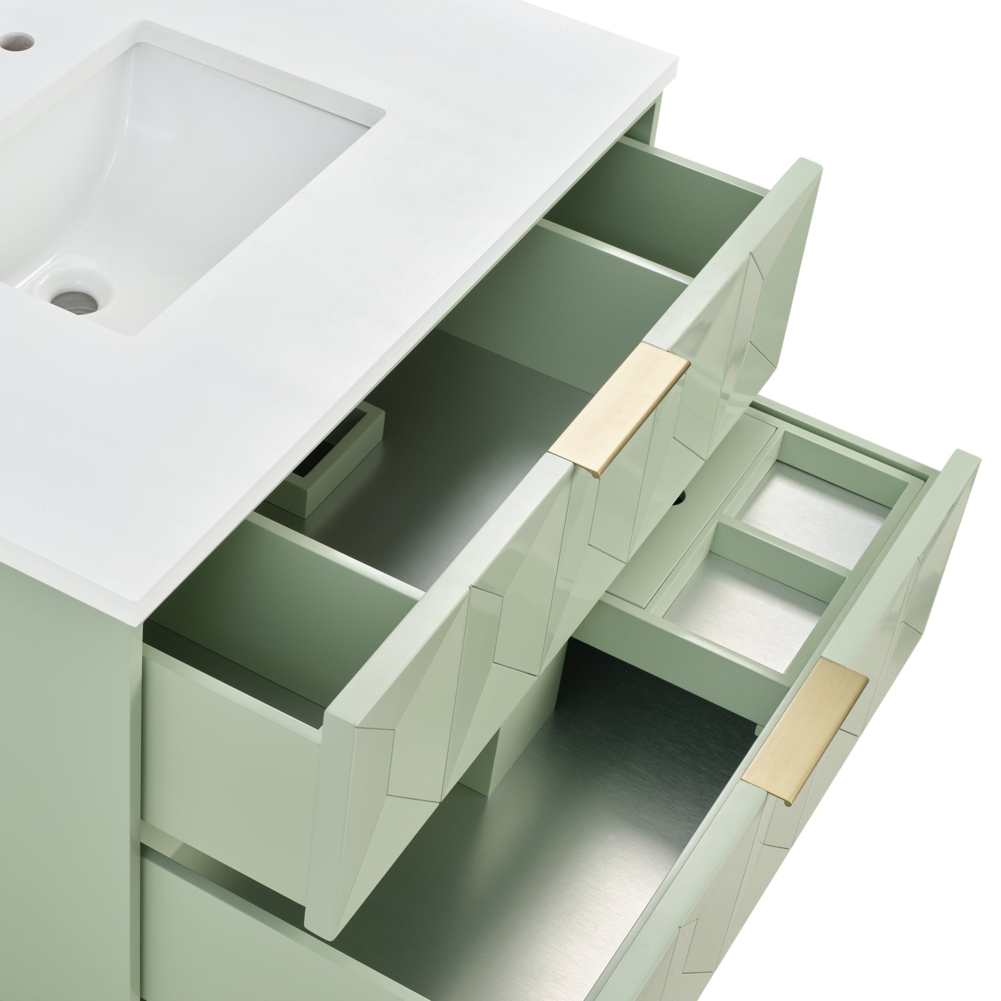 Renovate for Less Atlanta Emmeline 36" Single Vanity, Pistachio w/ 3 CM White Zeus Top