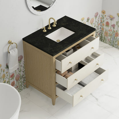 Renovate for Less Atlanta Celeste 36" Single Vanity, Sunwashed Oak with Embossed Shagreen, w/ 3 CM Phantome Eclos Top