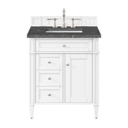 Renovate for Less Atlanta Brittany 30" Single Vanity, Bright White, w/ 3 CM Parisien Bleu Silestone Top