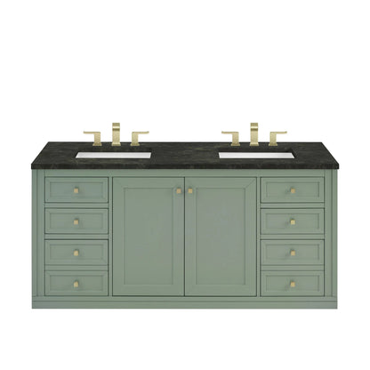 Chicago 60" Double Vanity, Smokey Celadon, w/ 3 CM Phantome Eclos Top
