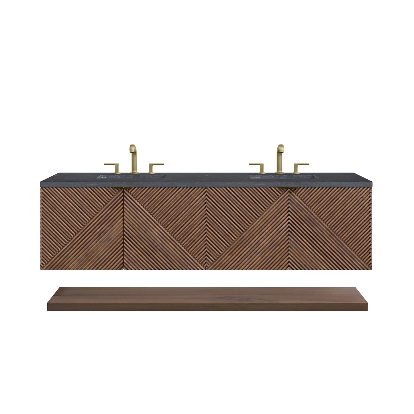 Renovate for Less Atlanta Marcello 72" Double Vanity, Chestnut w/ 3 CM Charcoal Soapstone Top