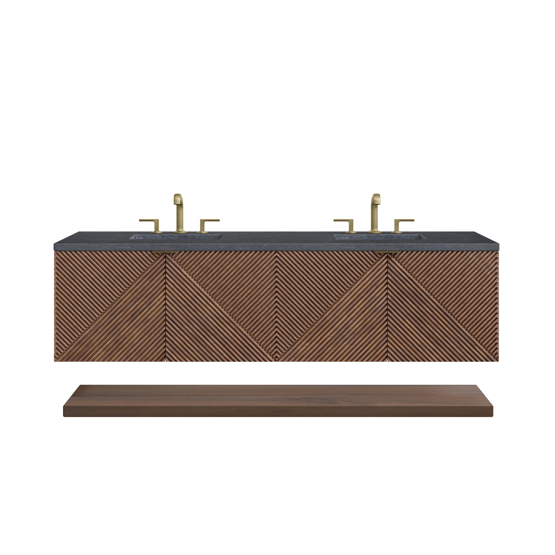 Renovate for Less Atlanta Marcello 72" Double Vanity, Chestnut w/ 3 CM Charcoal Soapstone Top