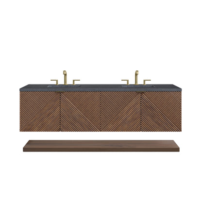 Renovate for Less Atlanta Marcello 72" Double Vanity, Chestnut w/ 3 CM Charcoal Soapstone Top