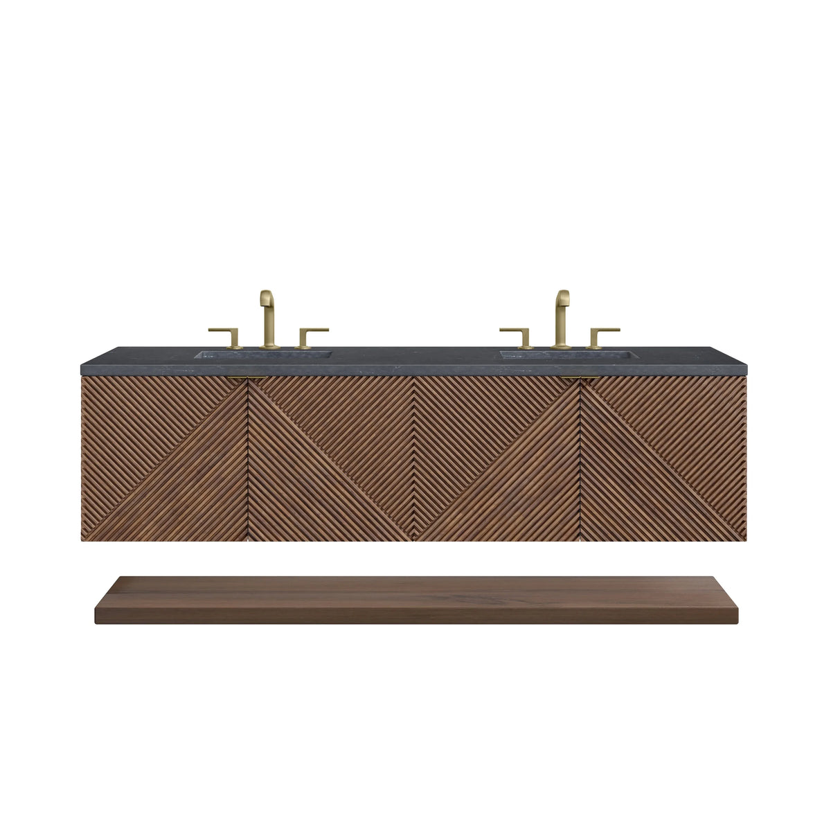 Marcello 72" Double Vanity, Chestnut w/ 3 CM Charcoal Soapstone Top