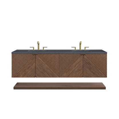 Marcello 72" Double Vanity, Chestnut w/ 3 CM Charcoal Soapstone Top