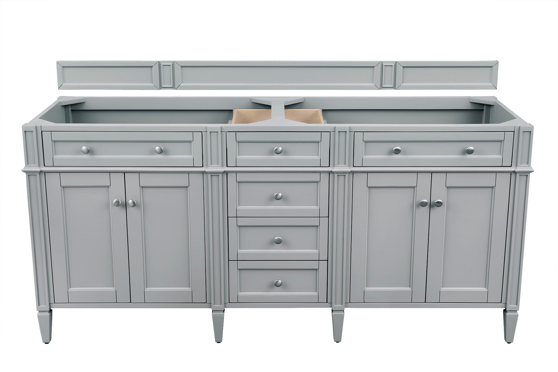 Renovate for Less Atlanta Brittany 72" Double Vanity, Urban Gray w/ 3 CM Eternal Jasmine Pearl Silestone Top