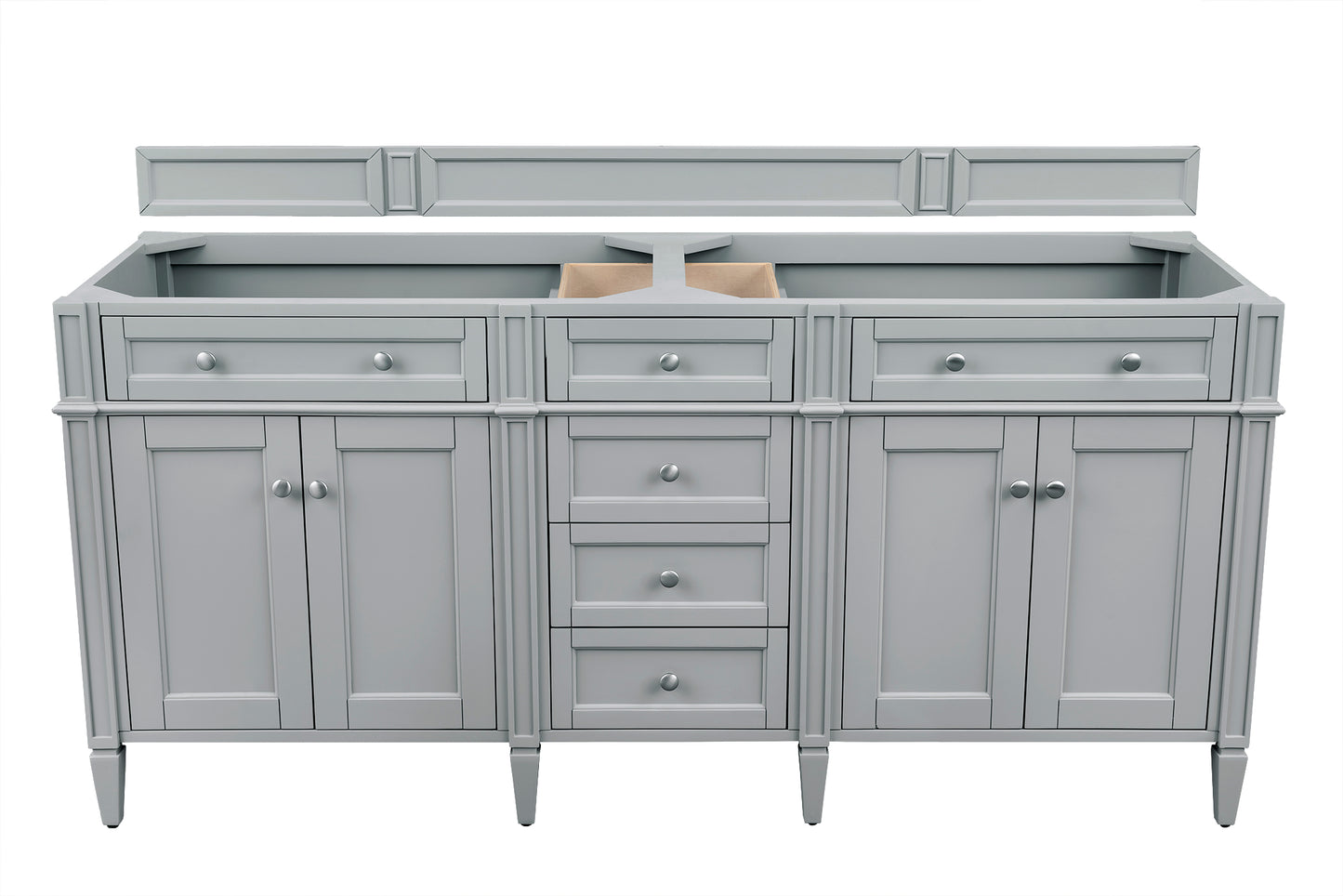 Renovate for Less Atlanta Brittany 72" Double Vanity, Urban Gray w/ 3 CM White Zeus Silestone Top