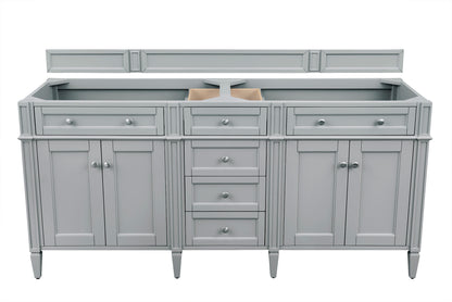 Renovate for Less Atlanta Brittany 72" Double Vanity, Urban Gray w/ 3 CM Parisien Bleu Silestone Top w/FreePower Wireless Charger