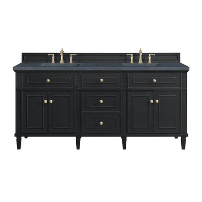 Lorelai 72" Double Vanity, Black Onyx w/ 3 CM Charcoal Soapstone Silestone Top